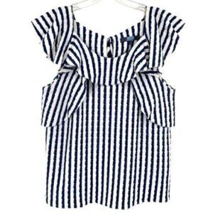 Eva Franco Anthropologie Keely Textured Blue Stripe Sleeveless Top